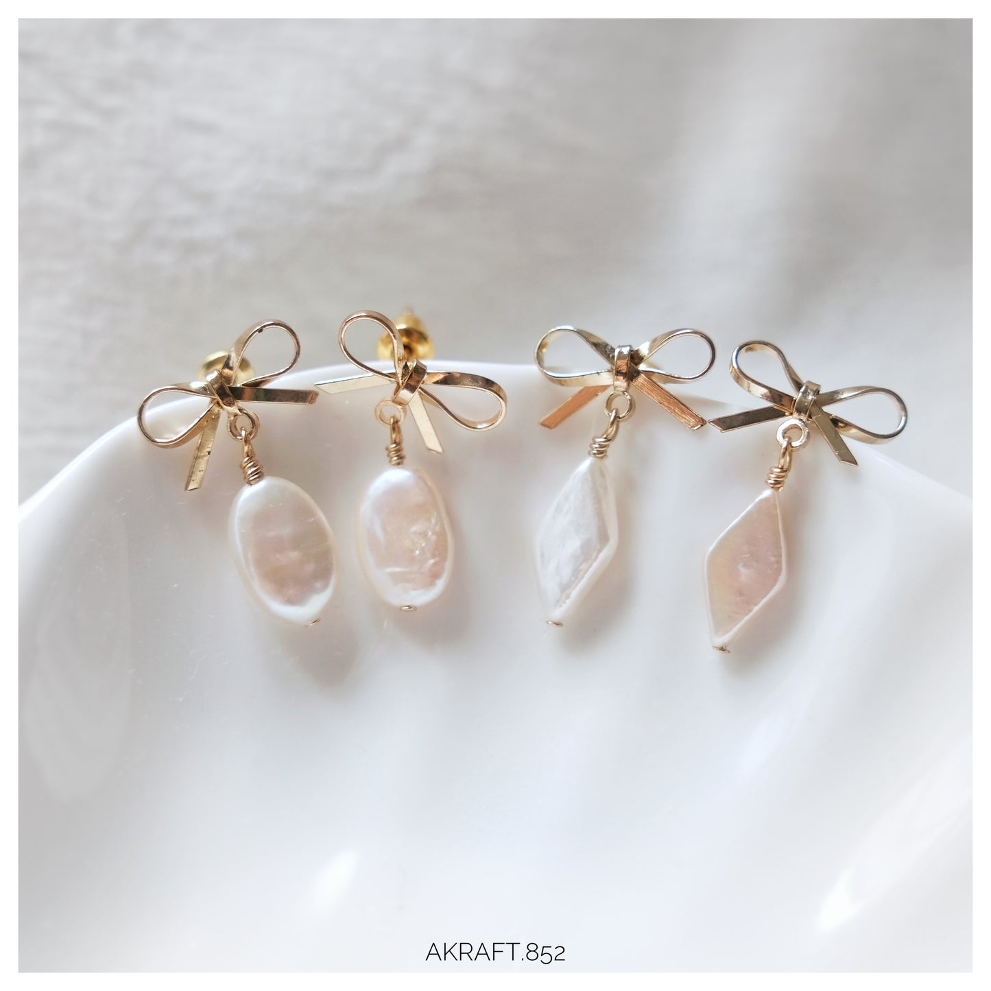 Baroque Pearl Bow-Shaped Earrings