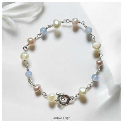 Pearl Blue Lace Agate Bracelet