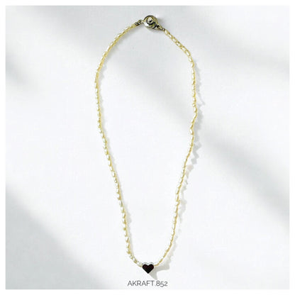 Delicate Freshwater Rice Pearl Heart Choker