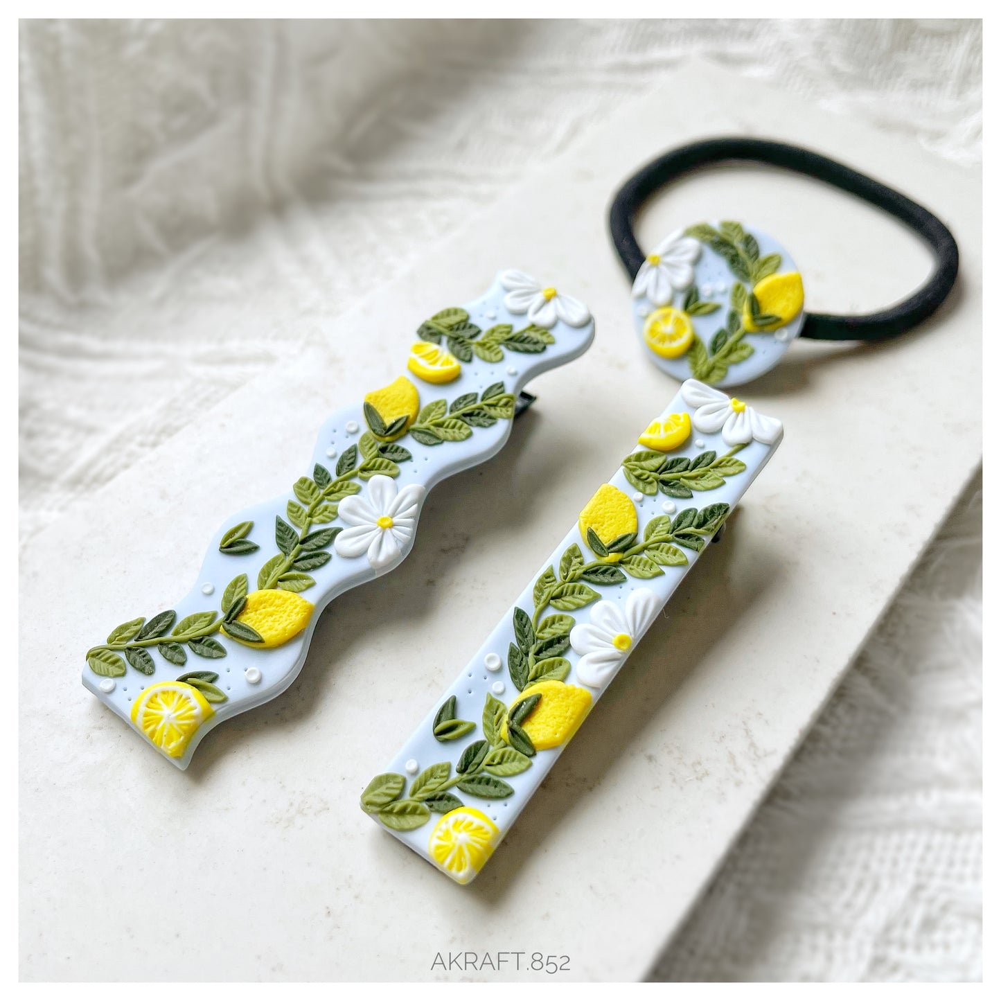 Lemon with Flower Hair Clip