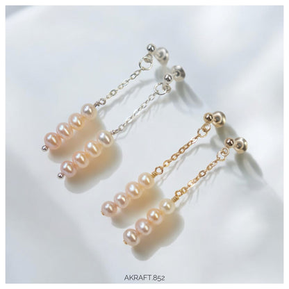 Pink Freshwater Pearl Cluster Dangle Earrings