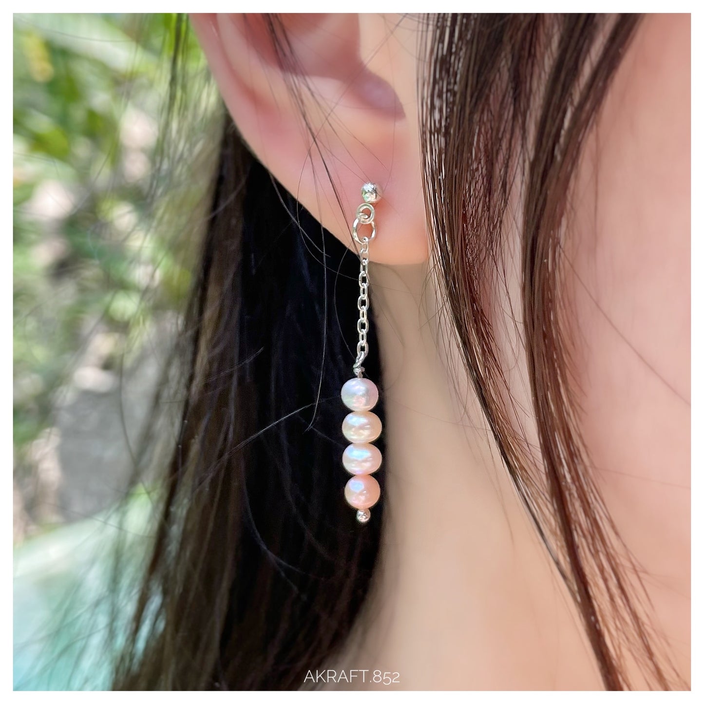 Pink Freshwater Pearl Cluster Dangle Earrings