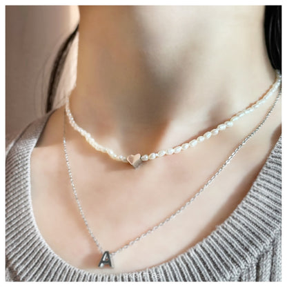 Delicate Freshwater Rice Pearl Heart Choker