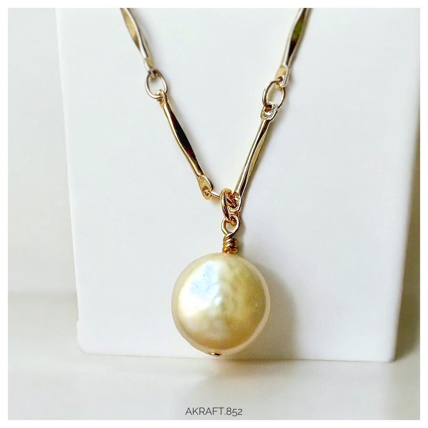 Round Baroque Freshwater Pearl with Long Flat Chain Necklace