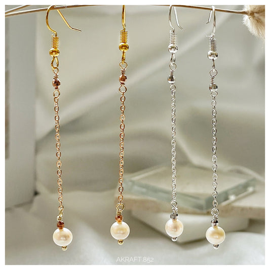 Dainty Natural Single Pearl Drop Earrings