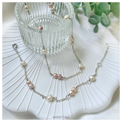 Minimalist blush pink and white Pearl Choker/ Necklace 