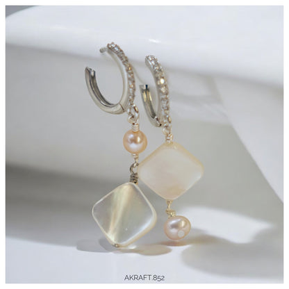 Shell and Pearl Long Earrings