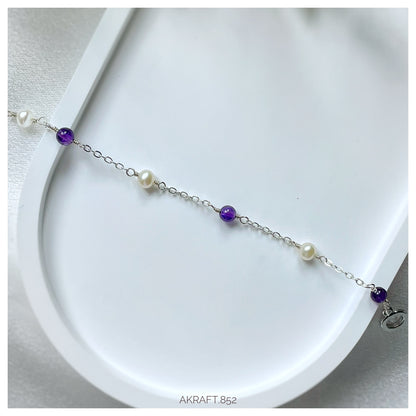 SIMPLE - Amethyst Pearl Bracelet 