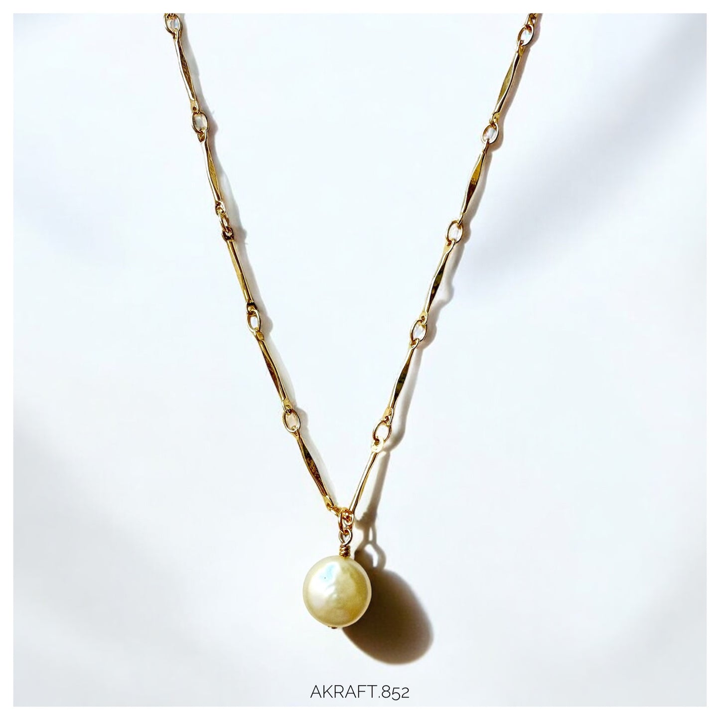 Round Baroque Freshwater Pearl with Long Flat Chain Necklace