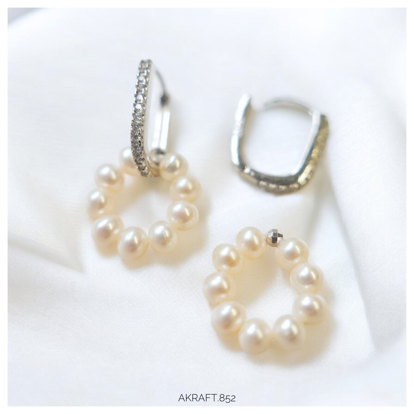 Pearl Hoop Earrings 【Two in One】