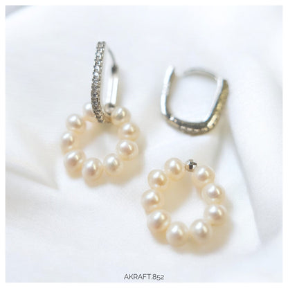 Pearl Hoop Earrings 【Two in One】