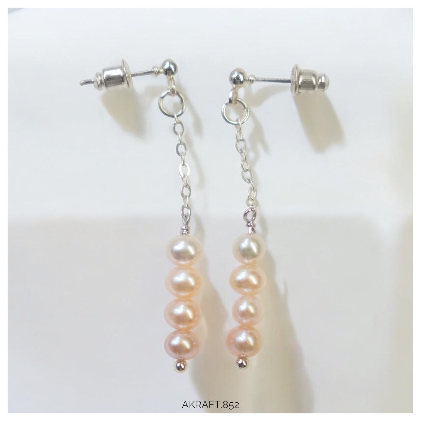 Pink Freshwater Pearl Cluster Dangle Earrings