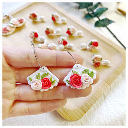 Rose in shell Earring hooks
